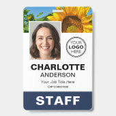 Moderne Mitarbeiter-ID-Foto-Logo Navy Personal Ausweis (Vorderseite)