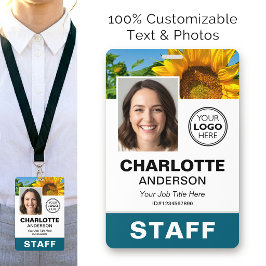Moderne Mitarbeiter-ID-Foto-Logo Teal Personal Ausweis