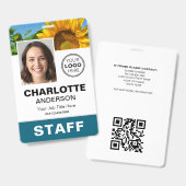 Moderne Mitarbeiter-ID-Foto-Logo Teal Personal Ausweis (Vorder- & Rückseite)