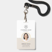 Moderne Mitarbeiter-ID mit weißem Sandfoto Ausweis (Vorderseite mit Lanyard)