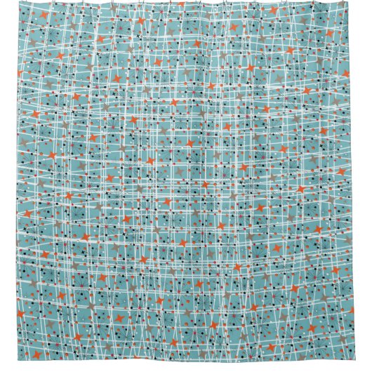 Moderne Mitte1950er Jahre Atomische Retro-Sternexp Duschvorhang (Vorderseite)