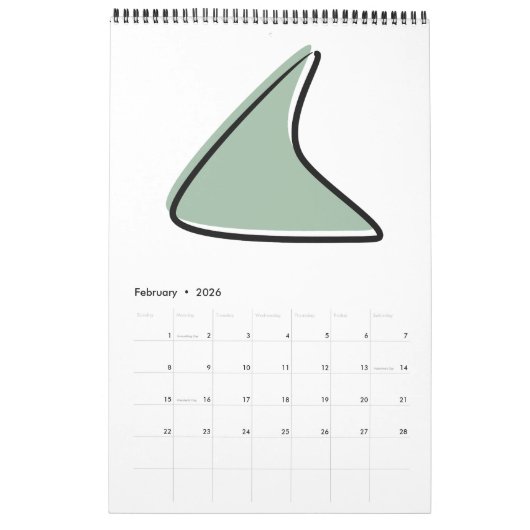 Moderne Mitte 3. Original Art Retro Kalender (Feb 2026)