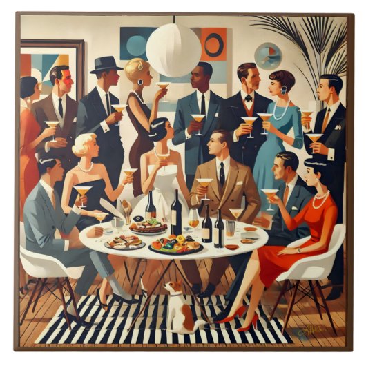 Moderne Mitte des Jahrhunderts Die Martini-Intelle Fliese (Vorderseite)