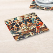 Moderne Mitte des Jahrhunderts Die Martini-Intelle Rechteckiger Pappuntersetzer (angewinkelt)