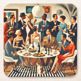 Moderne Mitte des Jahrhunderts Die Martini-Intelle Rechteckiger Pappuntersetzer