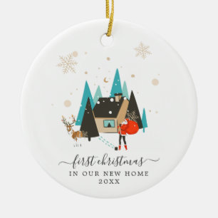 Moderne Mitte des Jahrhunderts Erstes Weihnachte Keramik Ornament