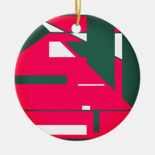 Moderne Mitte des Jahrhunderts in Cherry Red White Keramik Ornament