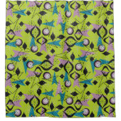 Moderne Mitte des Jahrhunderts | Peridot Aqua und Duschvorhang (Vorderseite)