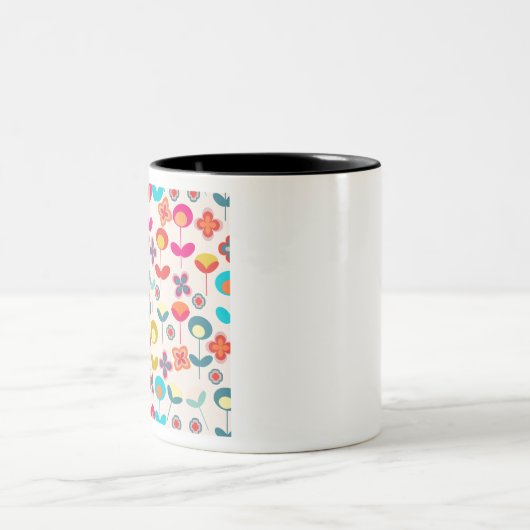 Moderne Mitte des Jahrhunderts| Retro 60er 70er Bl Zweifarbige Tasse (Mittel)