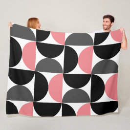 Moderne Mitte des Jahrhunderts Rosa Schwarz und We Fleecedecke