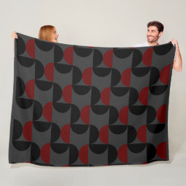 Moderne Mitte des Jahrhunderts Rot Schwarz und Gra Fleecedecke