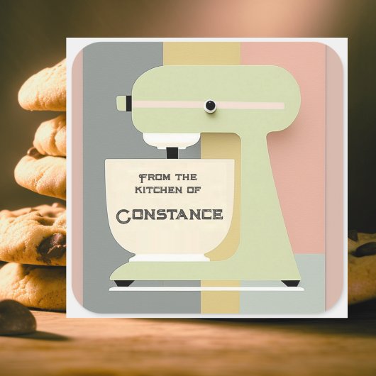 Moderne Mitte des Jahrhunderts Von der Küche der A Quadratischer Aufkleber