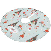 Moderne Mitte des Jahrhunderts | Weihnachtsfeierta Polyester Weihnachtsbaumdecke (Schrägansicht)