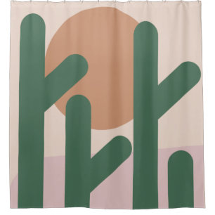 Moderne Mittelalter-Kaktus-Kunst erdige Muster Duschvorhang