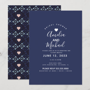 Moderne Mittelmeer-Romanik-Fliesen in Marineblau Einladung