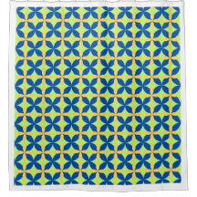Moderne Mittelmeerblaue Gelbe Geometrische Dusch 