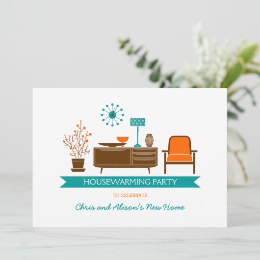 Moderne Möbelhousewarming-Party Einladung (Stehend Vorderseite)