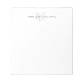 Moderne Mocha-Braun-Schrift-Monogramm Notizblock (Vorderseite)