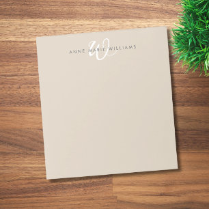 Moderne Mocha-Braun-Weiße Schrift-Monogramm Notizblock