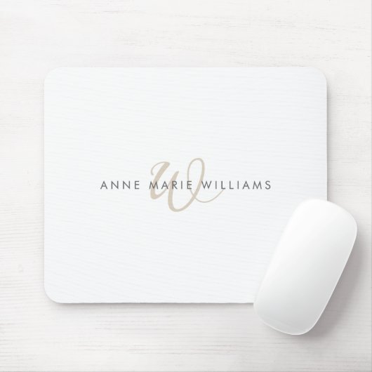 Moderne Mocha-Braune Schriftmonogramm Mousepad (Mit Mouse)
