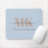 Moderne Mocha-Mousse-Monogramm Staubblau Mousepad (Mit Mouse)