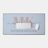 Moderne Mocha-Mousse-Monogramm Staubblau Schreibtischunterlage (Tastatur & Maus)
