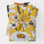 Moderne Mod Boho Daisy Wildblume Floral Geschenkpapier Set (Beispiel)