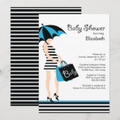 Moderne Mod Mama Boy Baby Dusche Einladung (Vorne/Hinten)