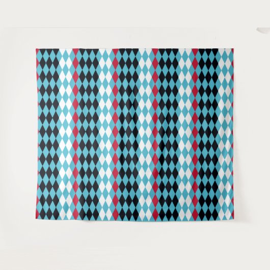 Moderne Mod Retro-Diamanten Harlequin 2 Wandteppich (Vorderseite (Horizontal))