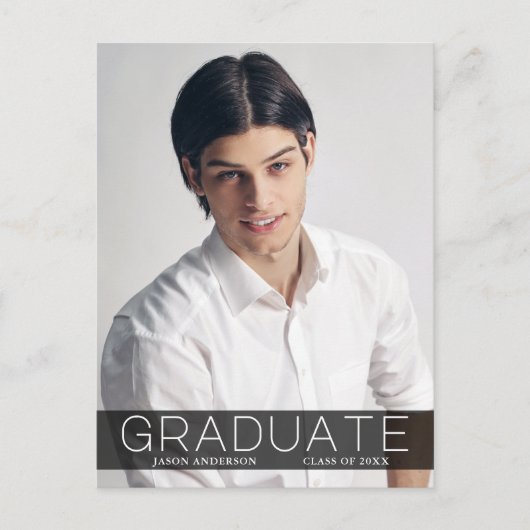 Moderne Mode 1 Foto Graduate Ankündigung Postkarte (Vorderseite)