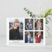 Moderne Modell Actor 5 Foto QR Code Back Comp Card Einladung (Stehend Vorderseite)