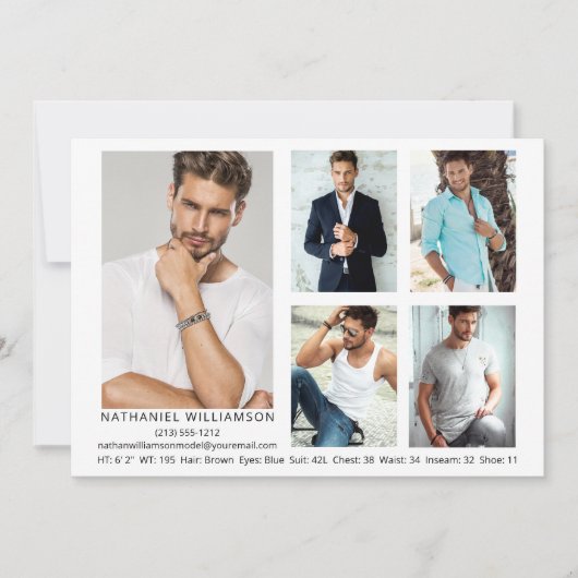 Moderne Modell Actor 5 Fotos QR Code Back Comp Car Einladung (Vorderseite)