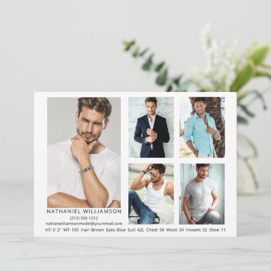 Moderne Modell Actor 5 Fotos QR Code Back Comp Car Einladung (Stehend Vorderseite)