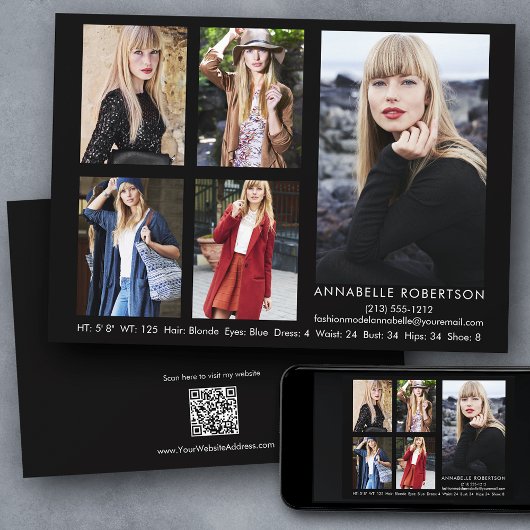 Moderne Modell-Schauspieler QR-Code Zurück 5 Foto Einladung