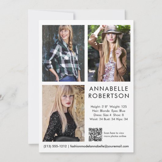 Moderne Modellierung 4 Foto QR Code Modell Comp Ca Einladung (Rückseite)