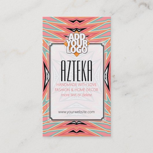 Moderne Modepasten Aztec Muster Business Card Visitenkarte (Vorderseite)