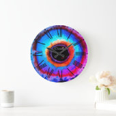 Moderne moderne Abstrakte Aqua Blue Black Hole Große Wanduhr (Zuhause)