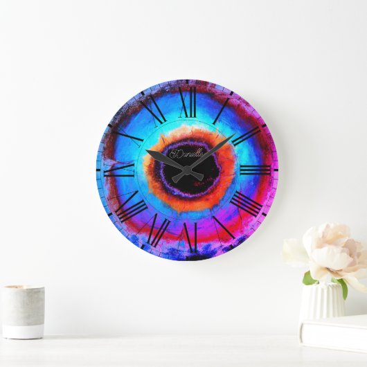 Moderne moderne Abstrakte Aqua Blue Black Hole Große Wanduhr (Zuhause)