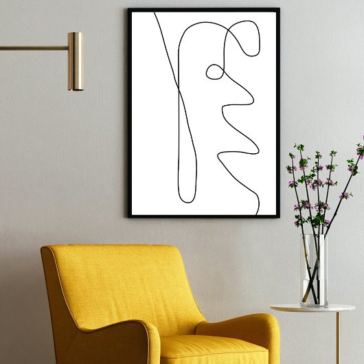 Moderne moderne Abstrakte Linie Kunst Schwarz-weiß Poster