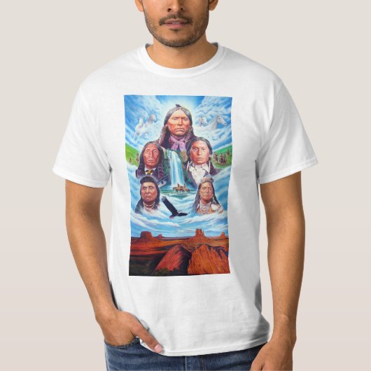 Moderne moderne amerikanische Indianervorlage T-Shirt (Vorderseite)