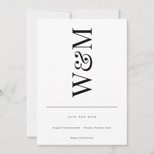 MODERNE MODERNE BOLD NAMES MONOGRAM SAVE THE DATE EINLADUNG (Vorderseite)