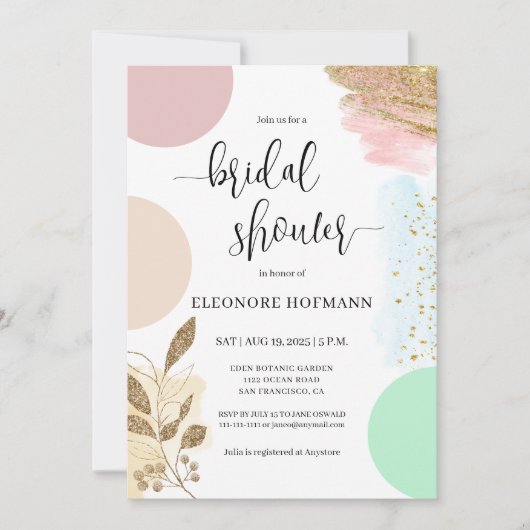 Moderne moderne Brautdusche Einladung (Vorderseite)