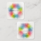 Moderne moderne Elegante Abstrakte Regenbogenfarbe Quadratische Visitenkarte (Vorne/Hinten)