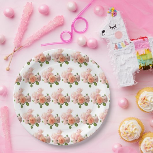 Moderne moderne, elegante Rose mit benutzerdefinie Pappteller (Party)