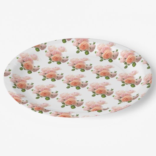 Moderne moderne, elegante Rose mit benutzerdefinie Pappteller (Schrägansicht)