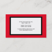 Moderne Moderne Elegante Rot Schwarz-weiß Visitenkarte (Rückseite)