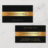 Moderne Moderne Elegantes Schwarzes Gold Beruflich Visitenkarte (Vorne/Hinten)