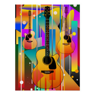 Moderne moderne geometrische Gitarre Poster