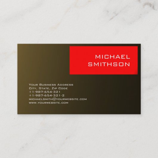 Moderne moderne Gold Red Strip Business Card Visitenkarte (Vorderseite)