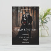 Moderne, moderne Gothic-Foto Dark Wedding Einladung (Stehend Vorderseite)